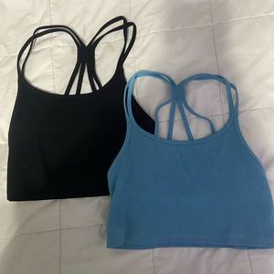 black and blue work out crop tops